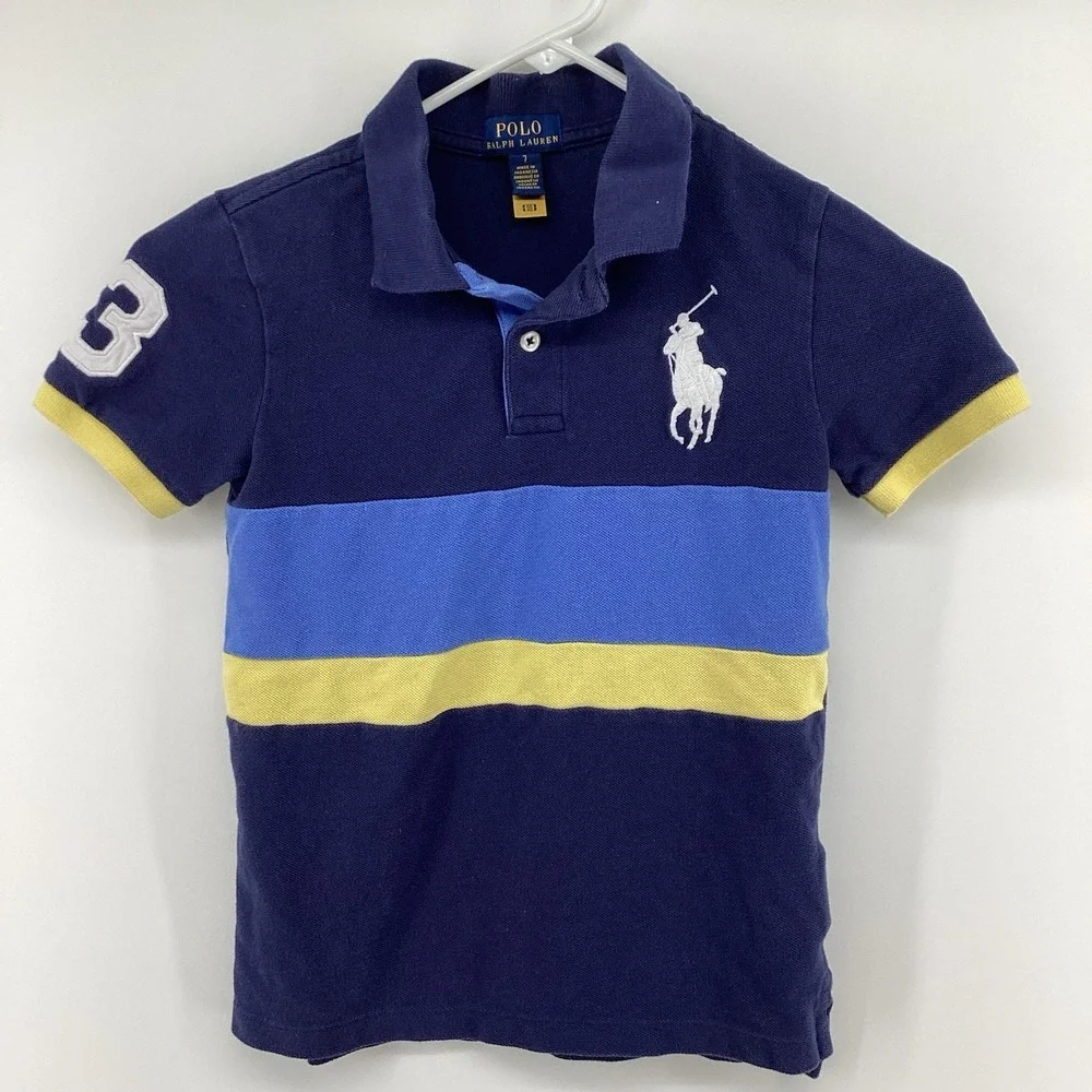 Boys‎ Polo Ralph Lauren Big Pony Color Black Cotton Polo Sz 7